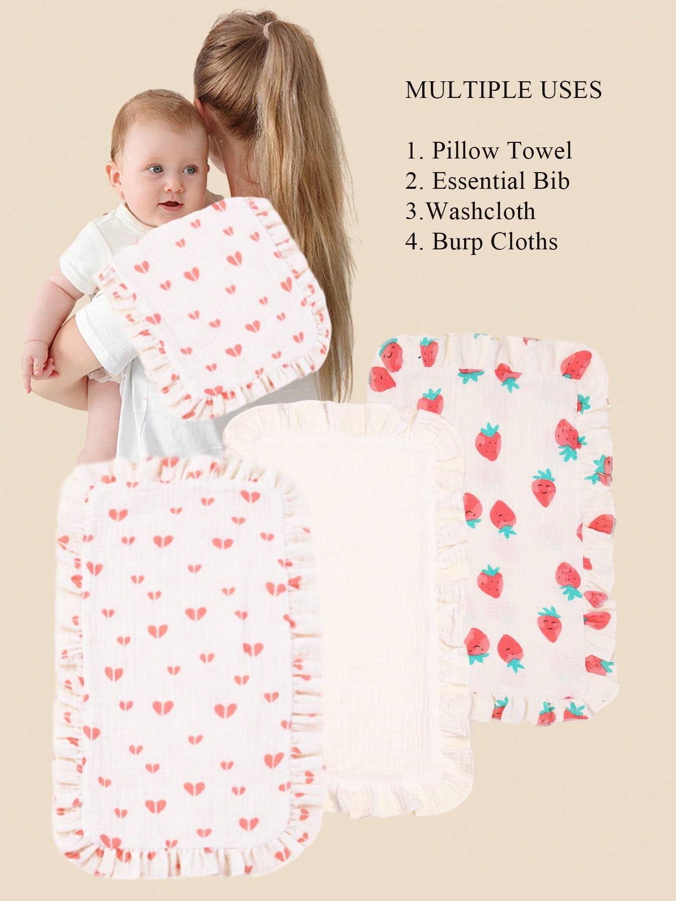 Shoulder Pad Set In - 3'lü Set Yumuşak Muslin Pamuklu Gazlı