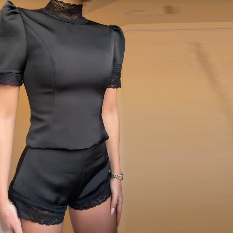 Shoulder Pad Set In - Yeni Saten Dantel Kenarlı Üst Kısa